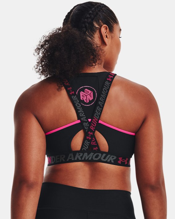Women's Armour® Mid Crossback Pocket Run Sports Bra, Black, pdpMainDesktop image number 6